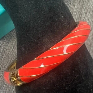 Burnt Orange and Gold Cuff Hinge Bracelet